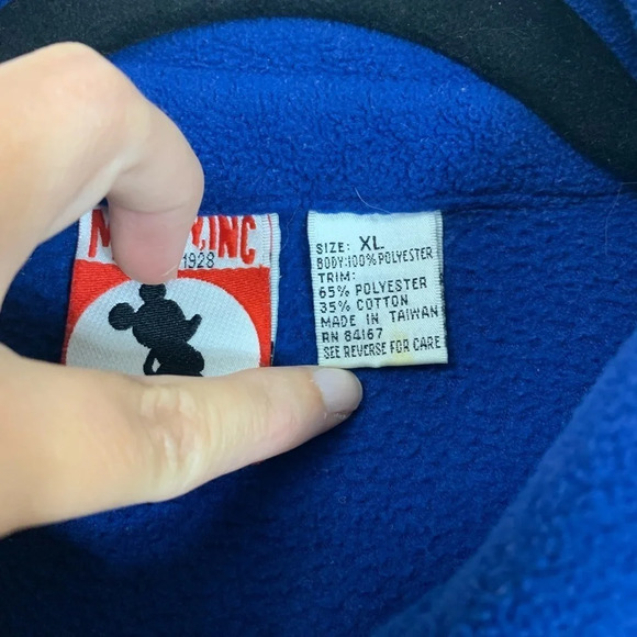 VTG Mickey Inc Walt Disney Fleece Sweatshirt Mickey Mouse Mens XL Front Zip FLAW - Picture 6 of 15